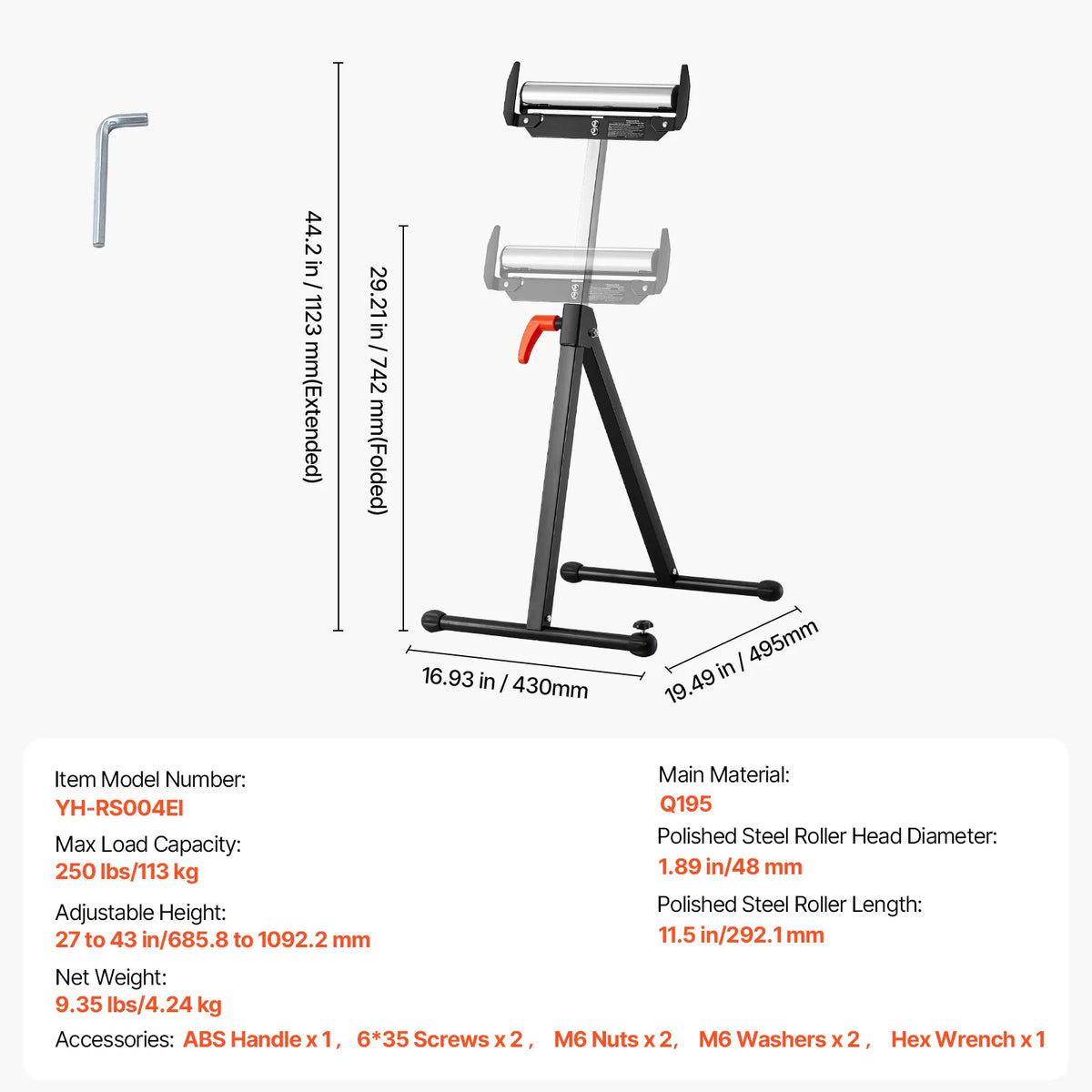 SucceBuy Adjustable Roller Stand For Woodworking Table Extension Support