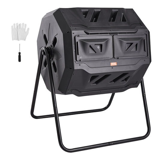 SucceBuy Dual Chamber Composting Tumbler Bin For Garden