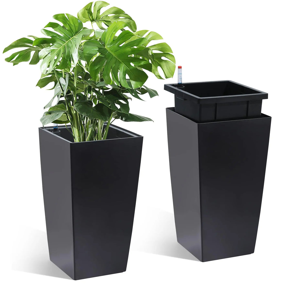 HiMISS Self Watering Tall Planter Pots With Drainage Design