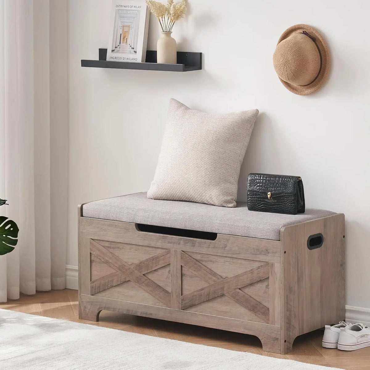 Twister.Ck Retro Wooden Storage Bench With Lift Top