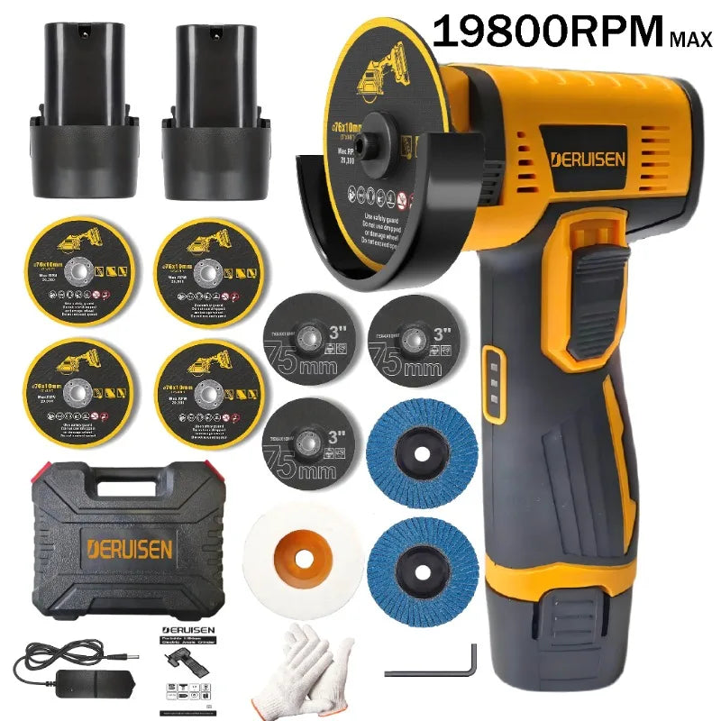 19800 RPM Mini Wireless Angle Grinder, Electric Grinding And Polishing Tool, Includes 1/2 Battery Lithium Electric Grinder, Suitable For Metal, Wood, Stone And Concrete, Precision Polishing Machine, A Perfect Gift Choice For