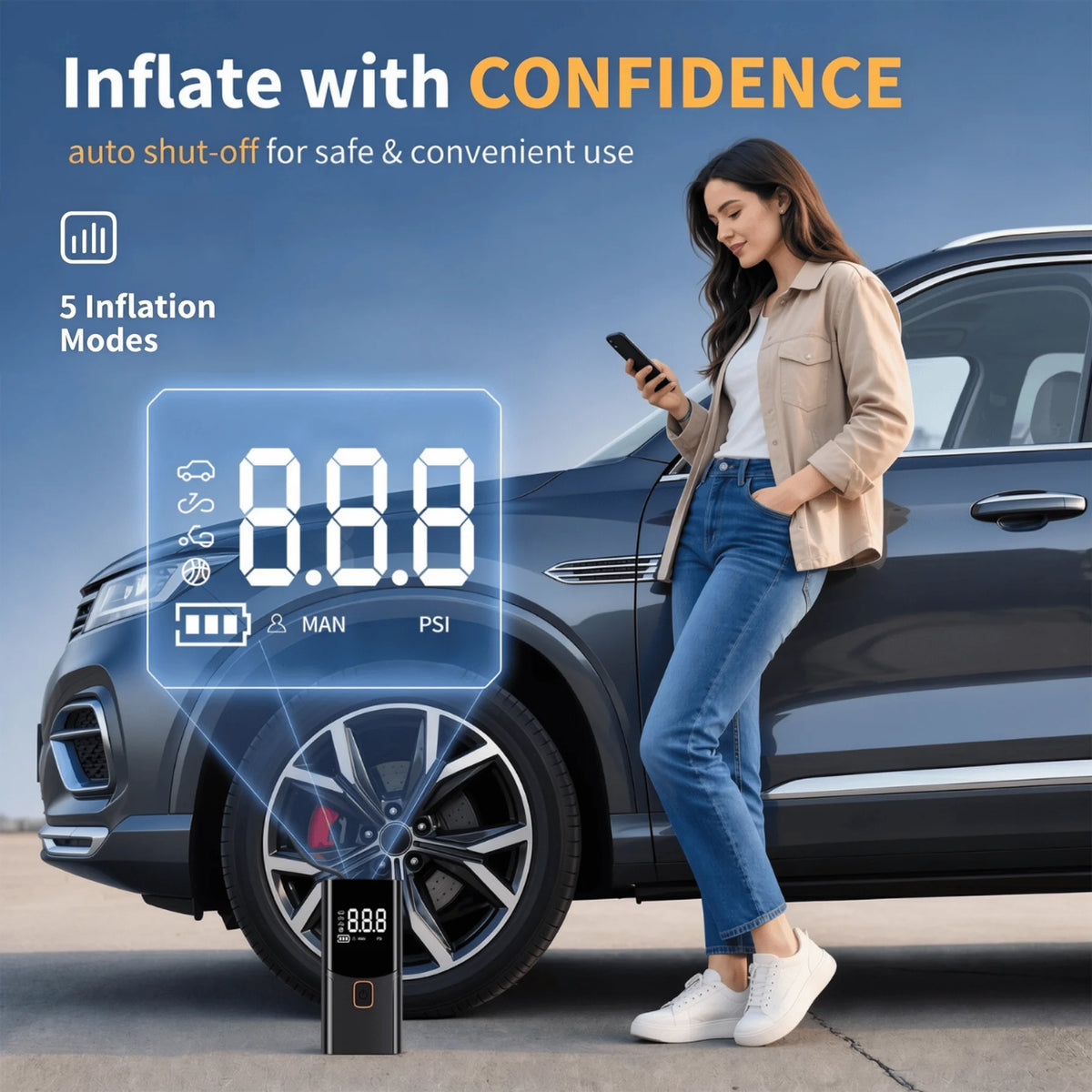 STSCELZ Portable Air Compressor Tire Inflator With Digital Display