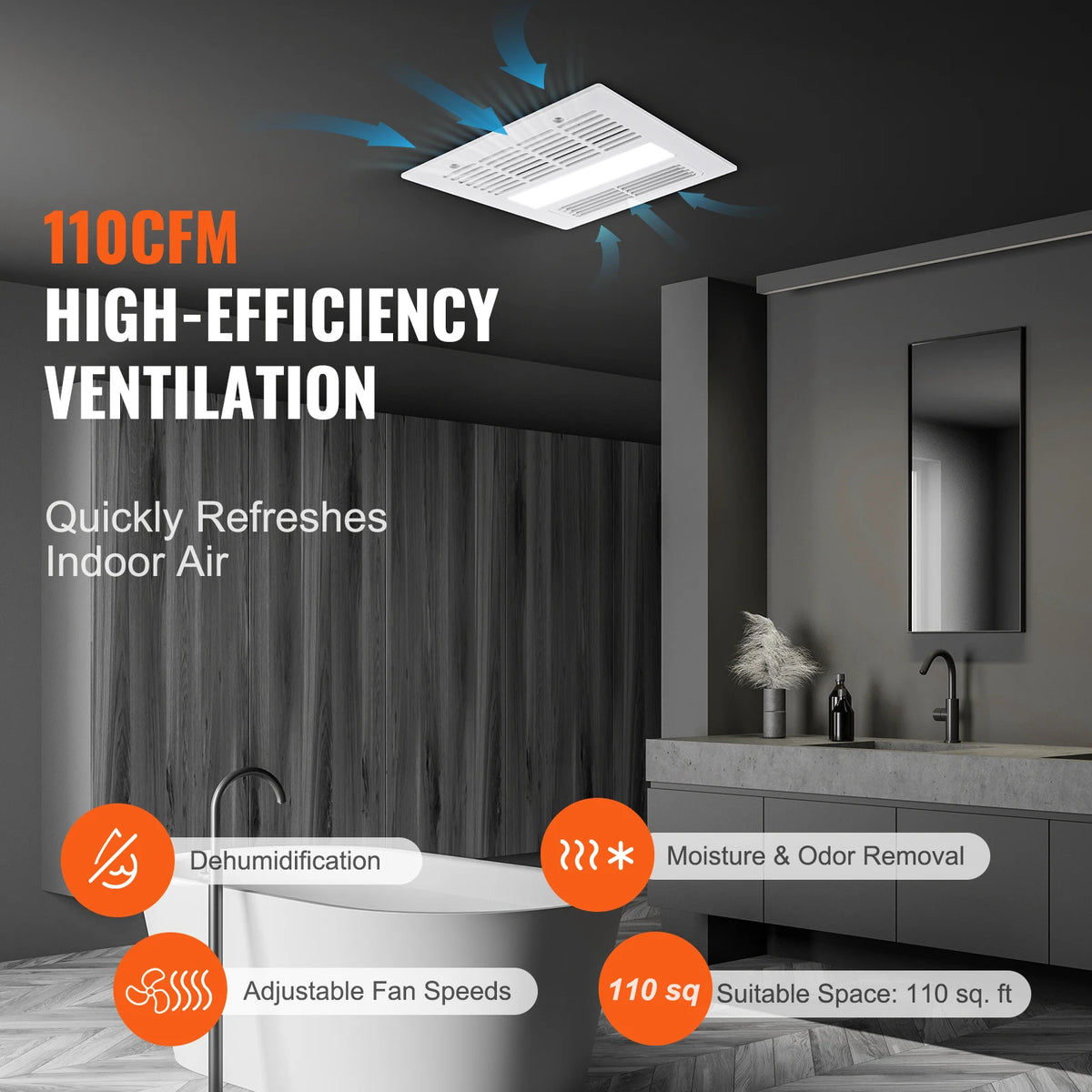 SucceBuy Bathroom Exhaust Fan 80 110 CFM High Efficiency Ventilation