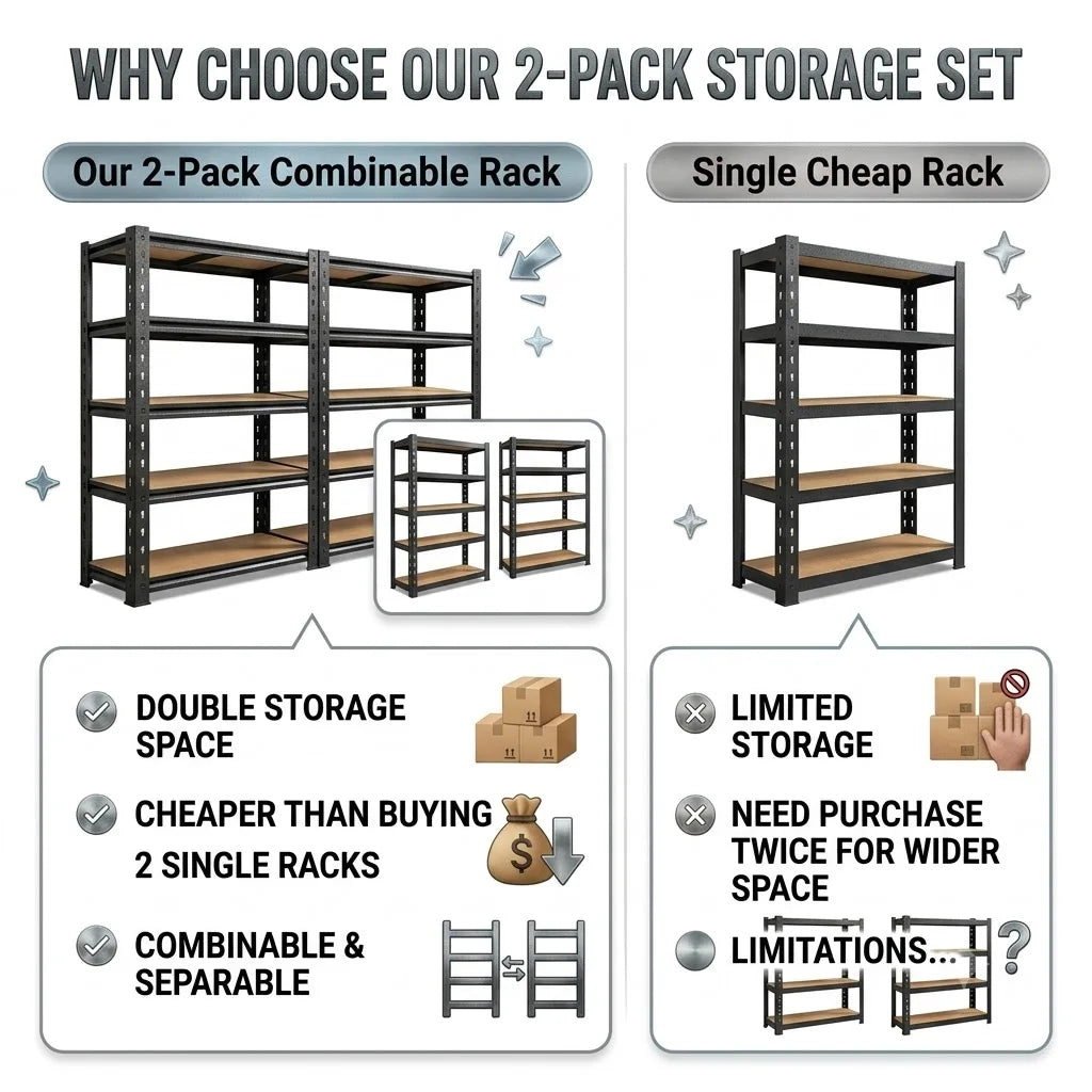 Adjustable Heavy Duty Five Tier Storage Rack With Wood Deck