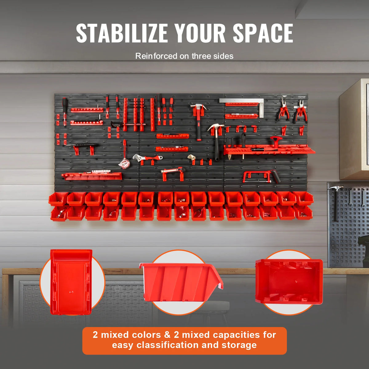 SucceBuy Wall Mounted Storage Bins Organizer for Garage