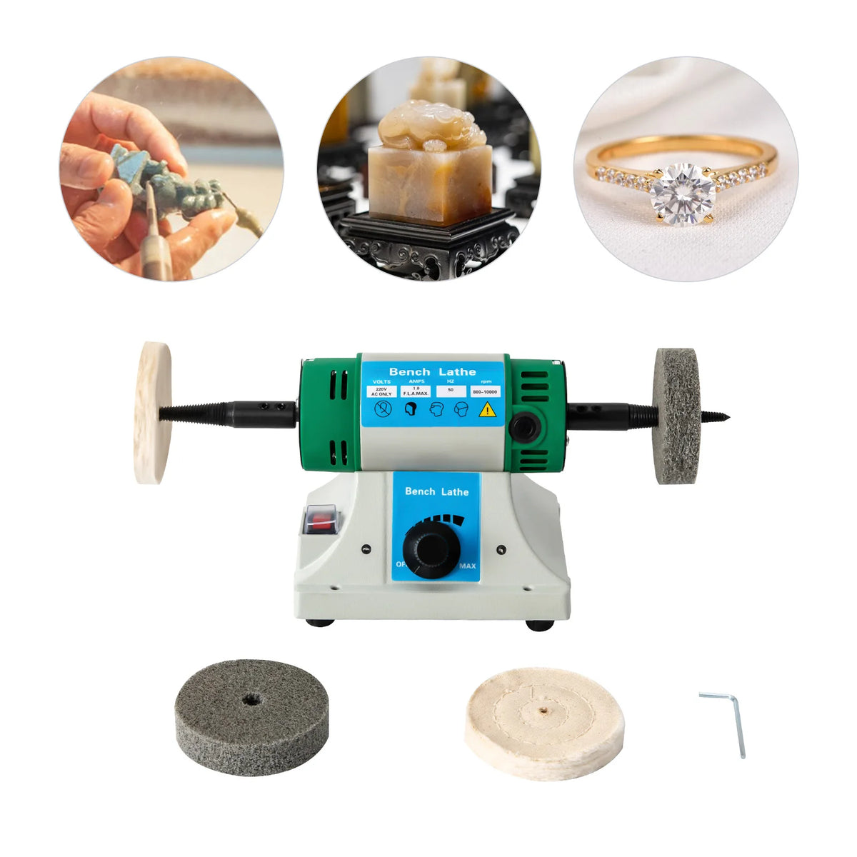 CNCEST Polishing Machine Desktop Lathe Grinding Jewelry Metal Jade Polisher