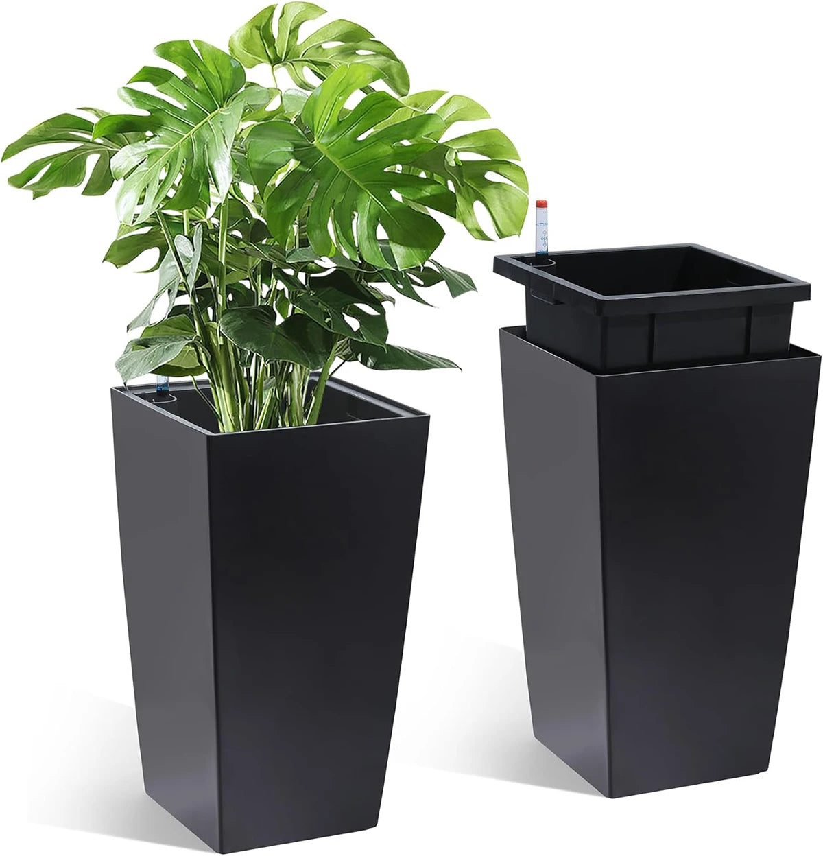 Twister Rectangular Planters Set With Drainage For Indoor And Outdoor
