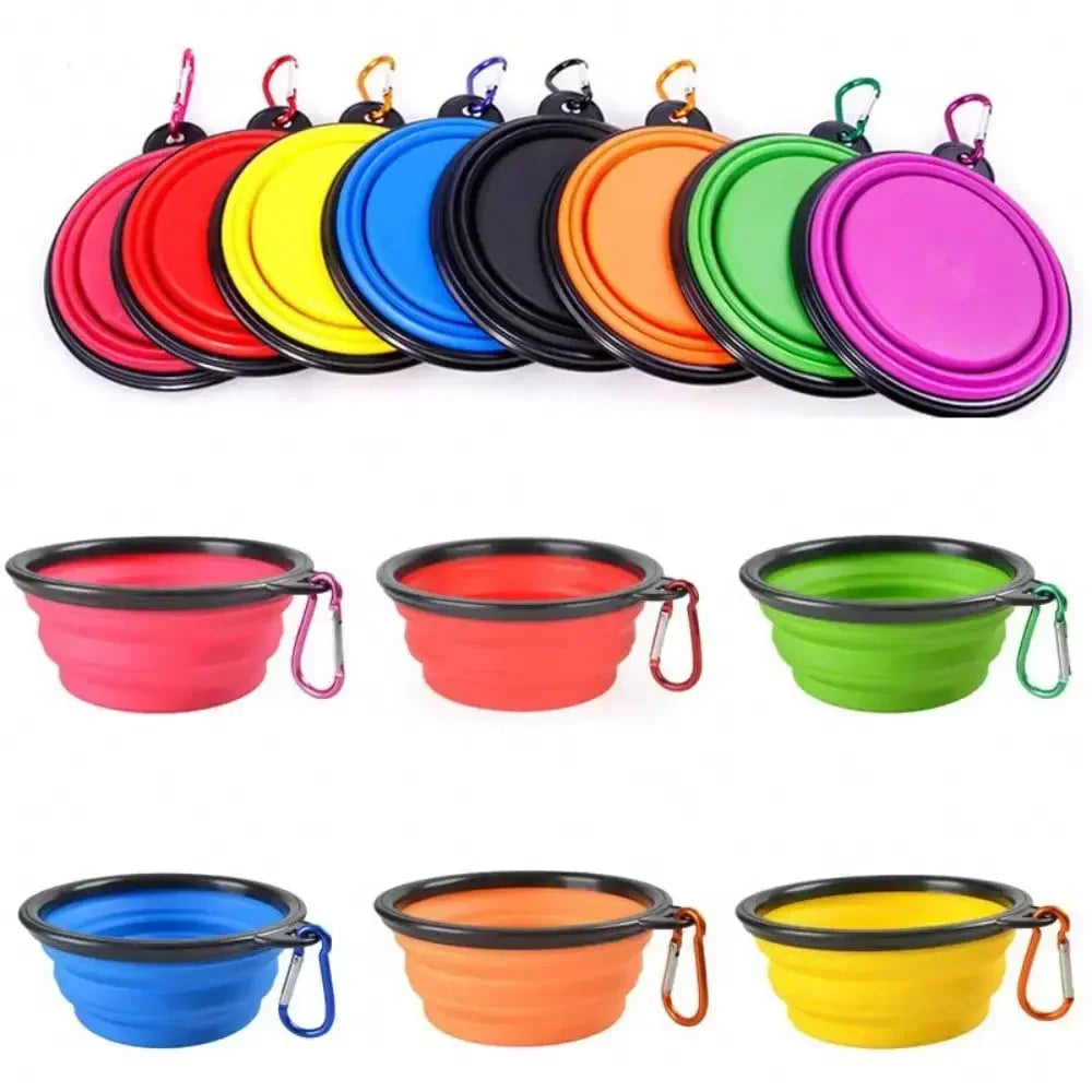 Folding Portable Dog Feeder Bowl 2 In 1 Pet Dispenser For Travel