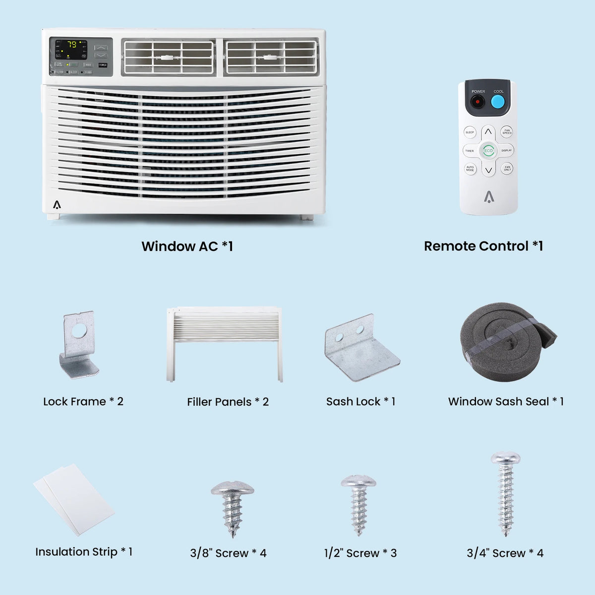 8000 BTU Smart Window Air Conditioner with Wifi, Remote &Control - 3-in-1 with Dehumidifier, 3 Fan Speeds, 24H Timer – for Bedroom, Office, or Home, Ultra Quiet & Efficient, Up to 350 Sq. Ft
