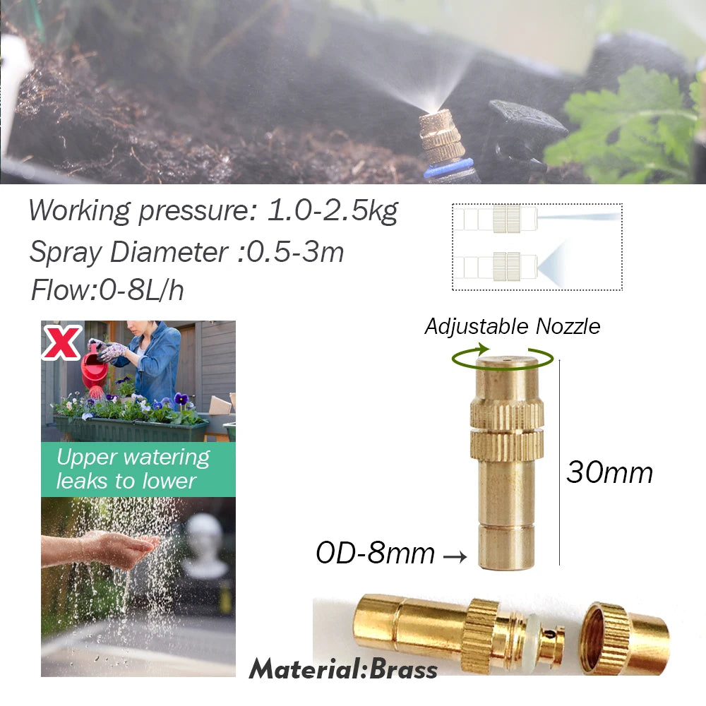 RBCFHI Garden Adjustable Mist Nozzle Irrigation System