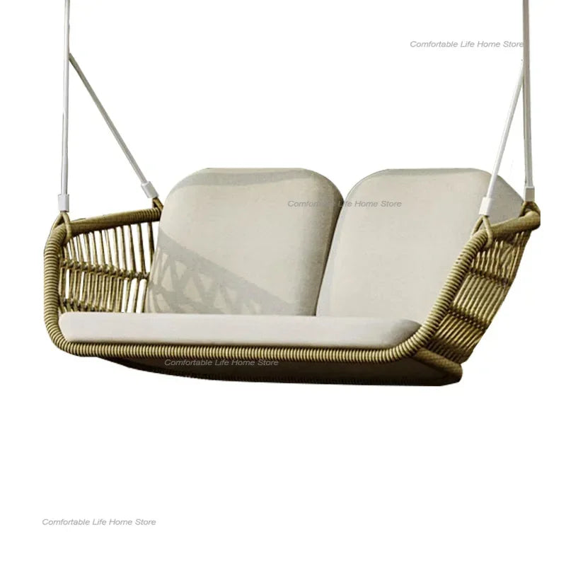 Outdoor Hanging Swing Chair Patio Luxury Rocking Metal Frame