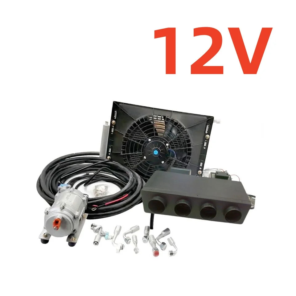 Treeligo 2026 Parking Air Conditioning Electric Car Air Conditioner 12V Fan For Automotive Truck Camper Van Bus Boat Excavator