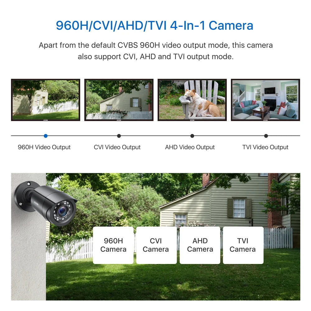 ZOSI 1080P Outdoor Indoor Weatherproof Bullet Surveillance Cameras 4 Pack