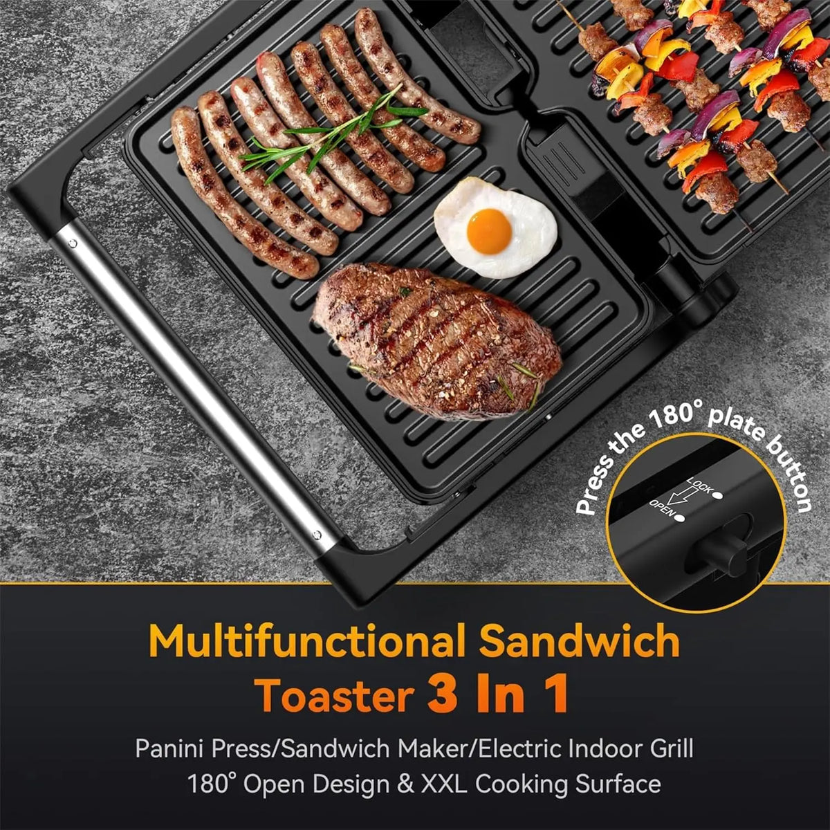 Yashe 1200w Panini Grill Press And Sandwich Maker