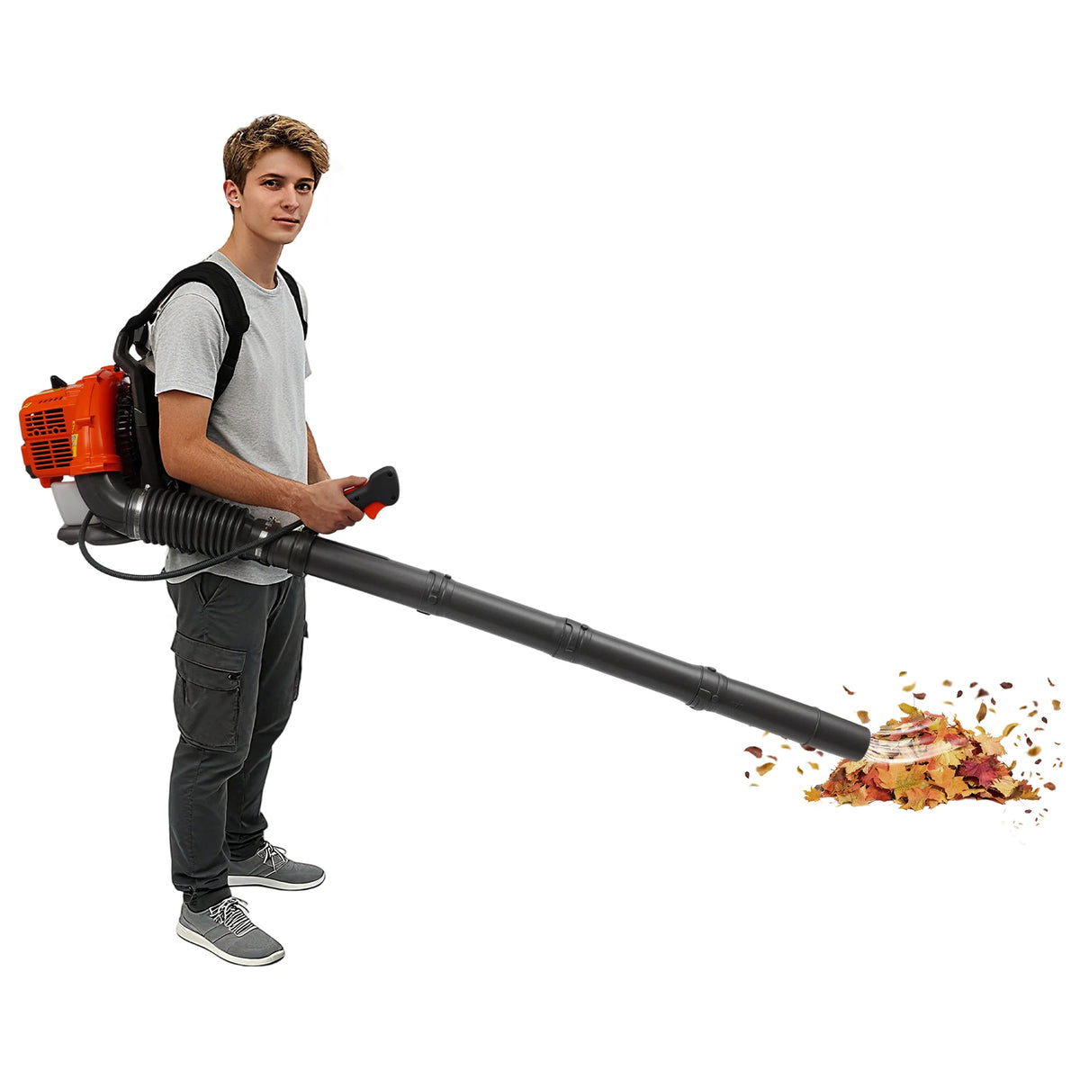 42.7cc 2‑Stroke Manual Pull Start Garden Blower, 720m³/H Airflow High Speed Outdoor Debris Clearing Machine, 8.07kg Backpack Engine‑Powered Leaf Blower, Portable Snow and Leaf Cleaning Equipment