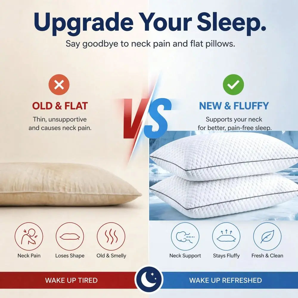 Luxury Hotel Collection Pillows For Bed UltraSupportive For Deep Sleep Neck, Resilient HighLoft Core, Hypoallergenic Adult