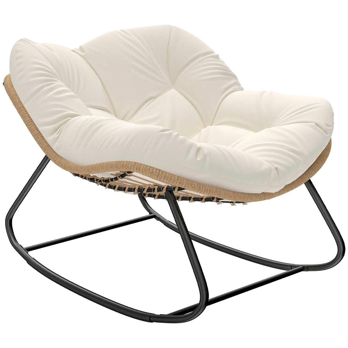 Outsunny Outdoor Papasan Rocking Chair With Soft Cushion