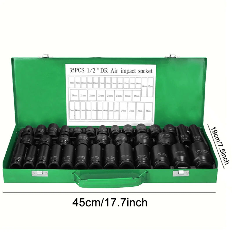 35pcs Professional Heavy Duty Pneumatic Tool Kit With Air Gun