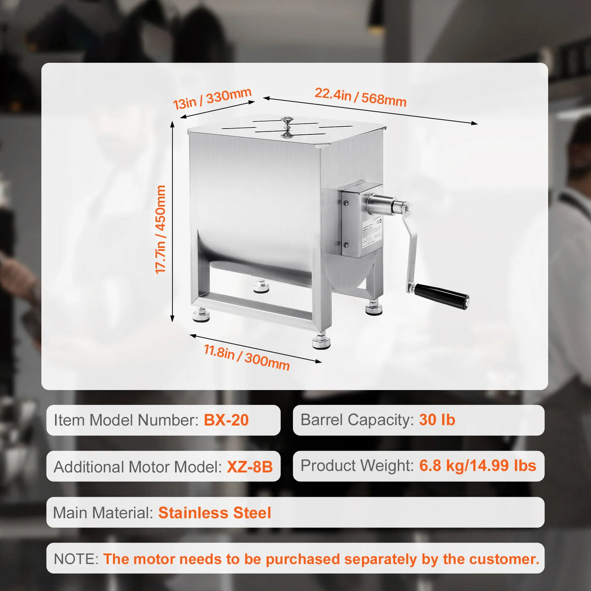 SucceBuy Commercial Manual Meat Mixer Featuring Robust Gearbox Design