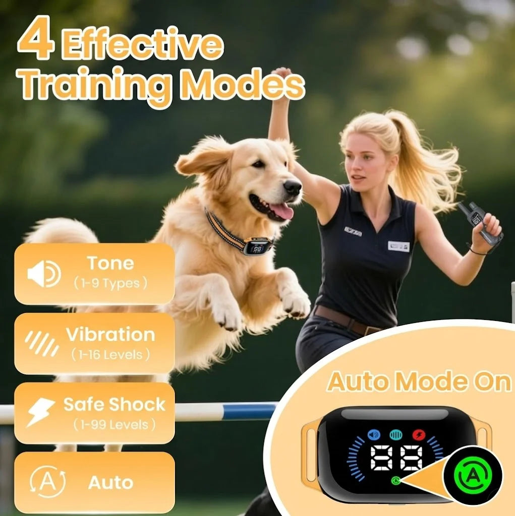 PaiPaitek 2in1 Waterproof Anti Bark Shock Remote Dog Training Collar
