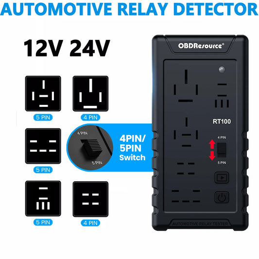 12V/24V Automotive Relay Tester 4PIN/5PIN Cordless Socket Battery Voltage Tester Diagnostic Tool LED Indicator Display RT100