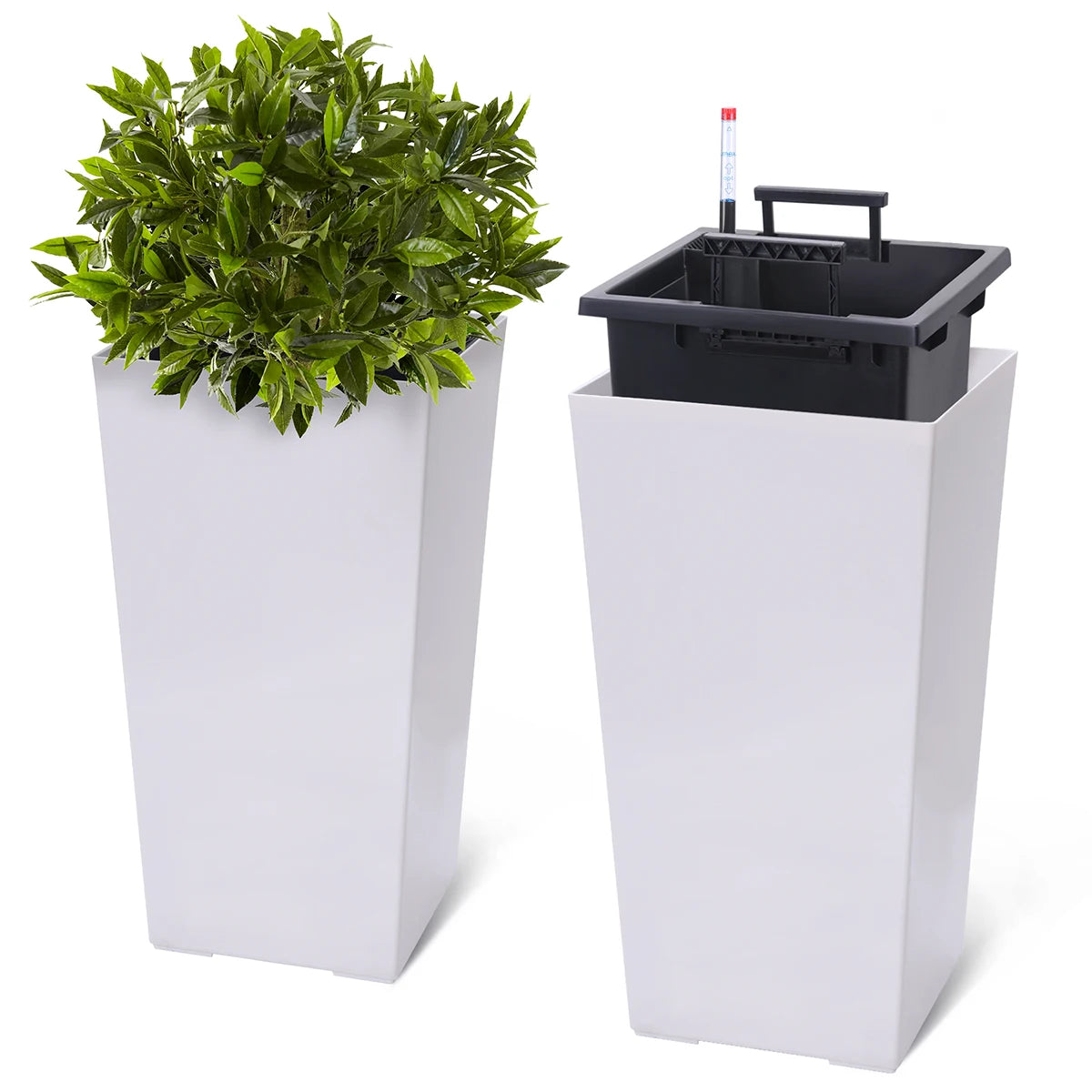 Twister Rectangular Planters Set With Drainage For Indoor And Outdoor