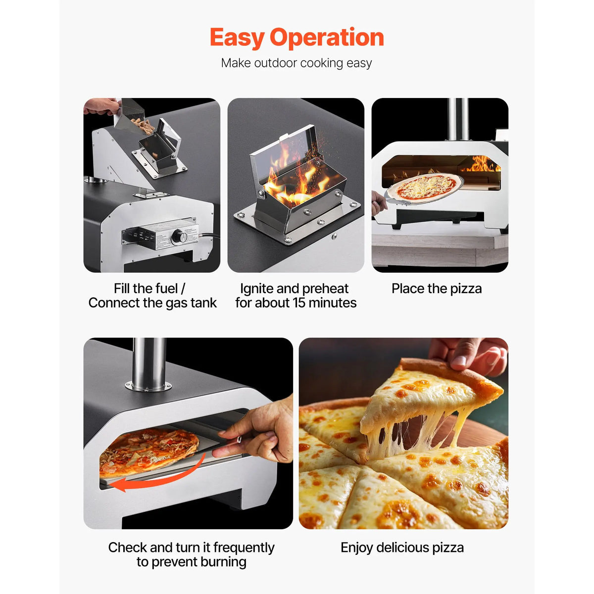16 Inch Dual Fuel Outdoor Pizza Oven With Thermometer