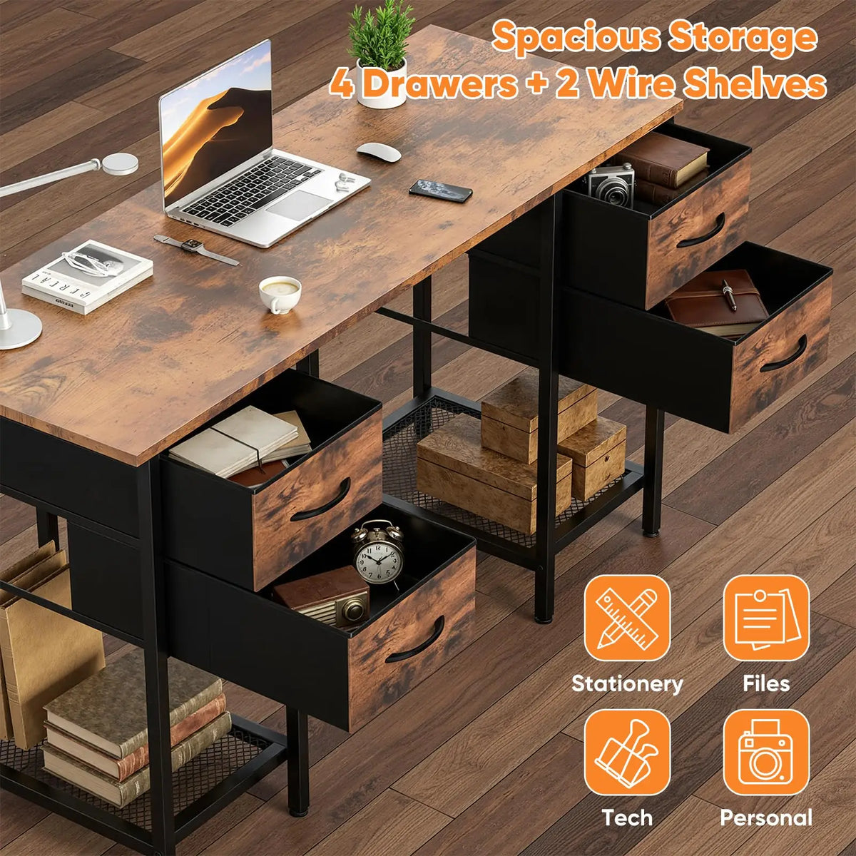 JHK Modern 55 Inch Computer Desk With Storage