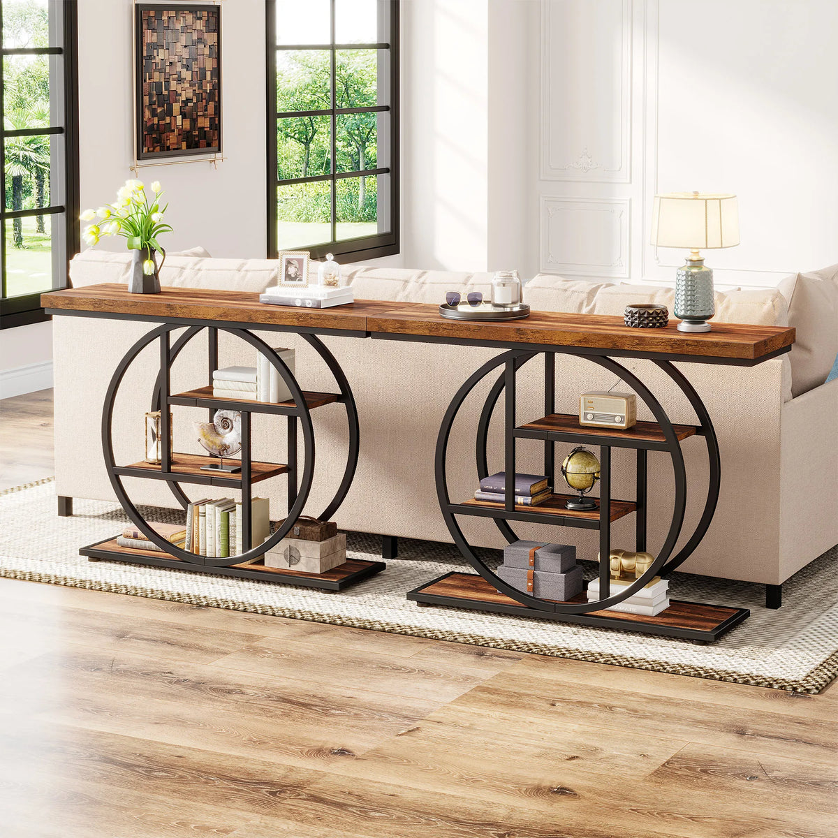 Tribesigns Industrial Four Tier Console Table with Storage for Entryway
