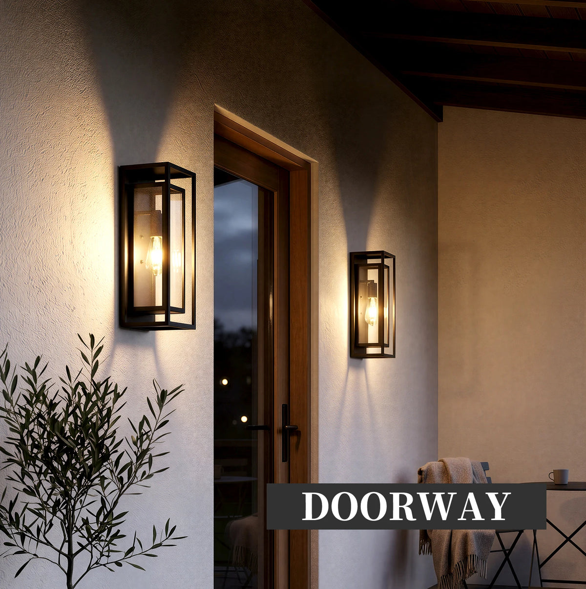 Arlgsite Exterior Iron Wall Lantern With Tempered Glass