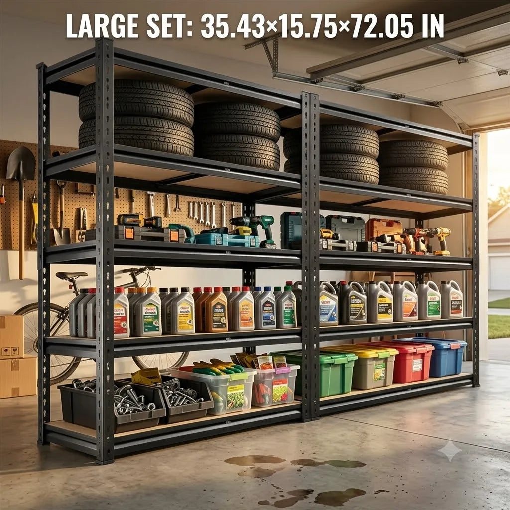 Adjustable Heavy Duty Five Tier Storage Rack With Wood Deck