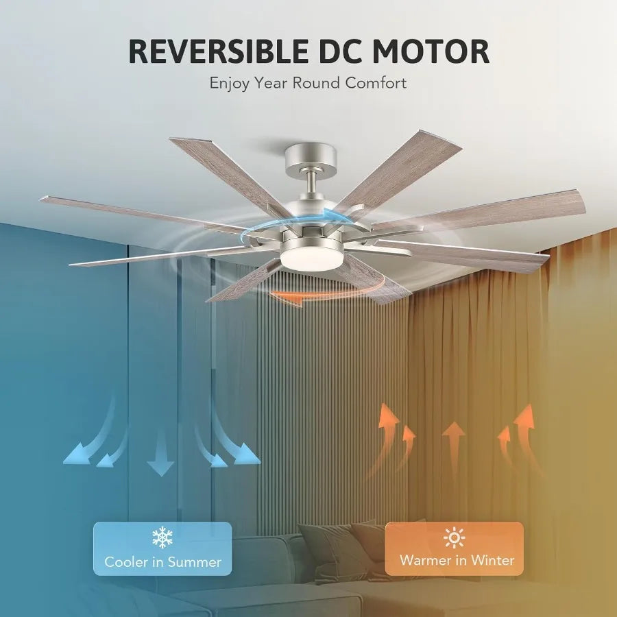 Ceiling Fan With Lights Remote Reversible Quiet DC Motor