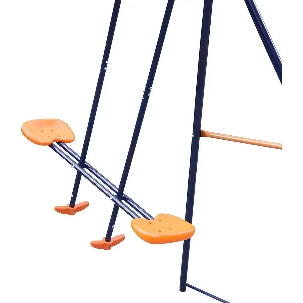 Outdoor Swing Set with Two Swings and Glider for Kids