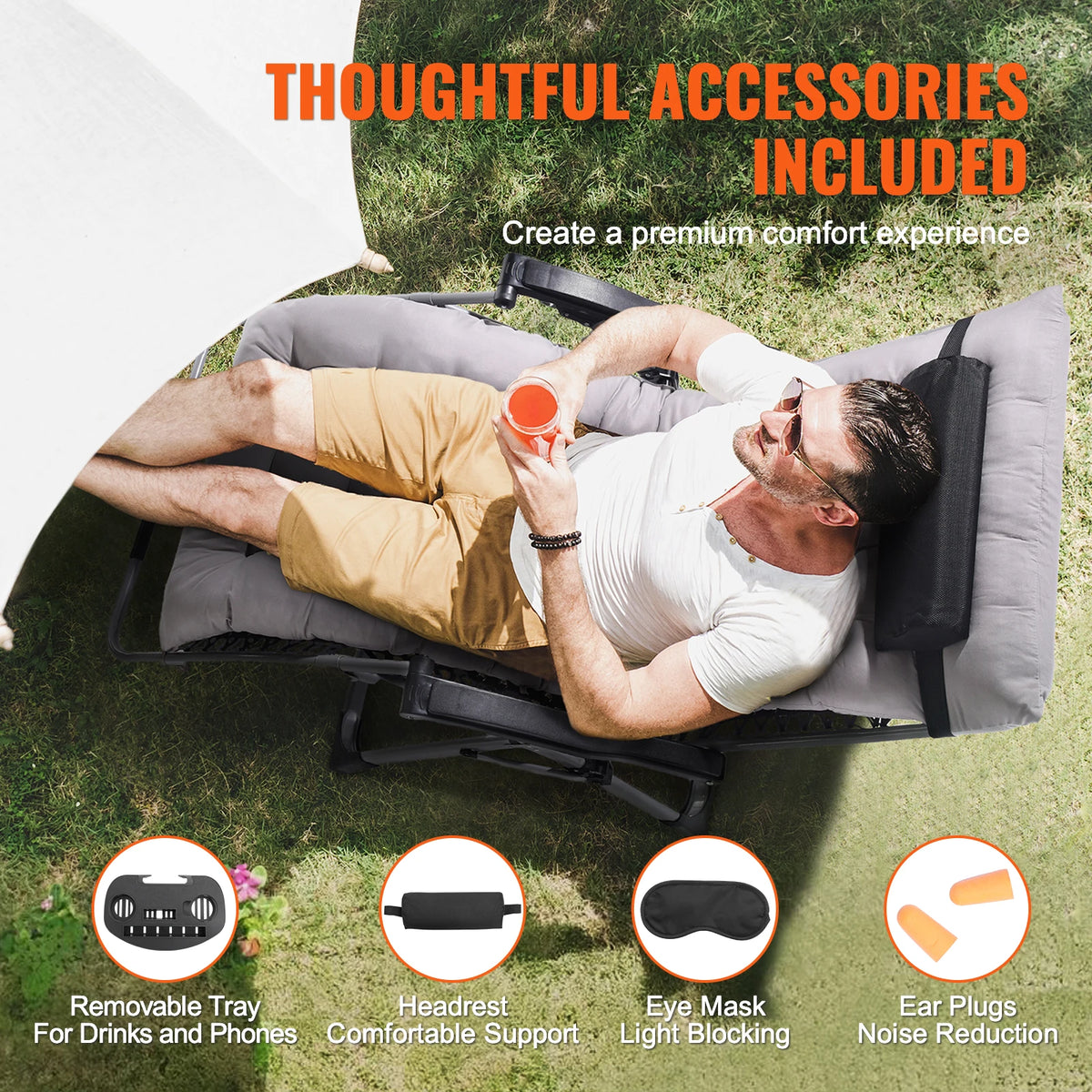 Zero Gravity Recliner Chair With Cushion Footrest And Cupholder