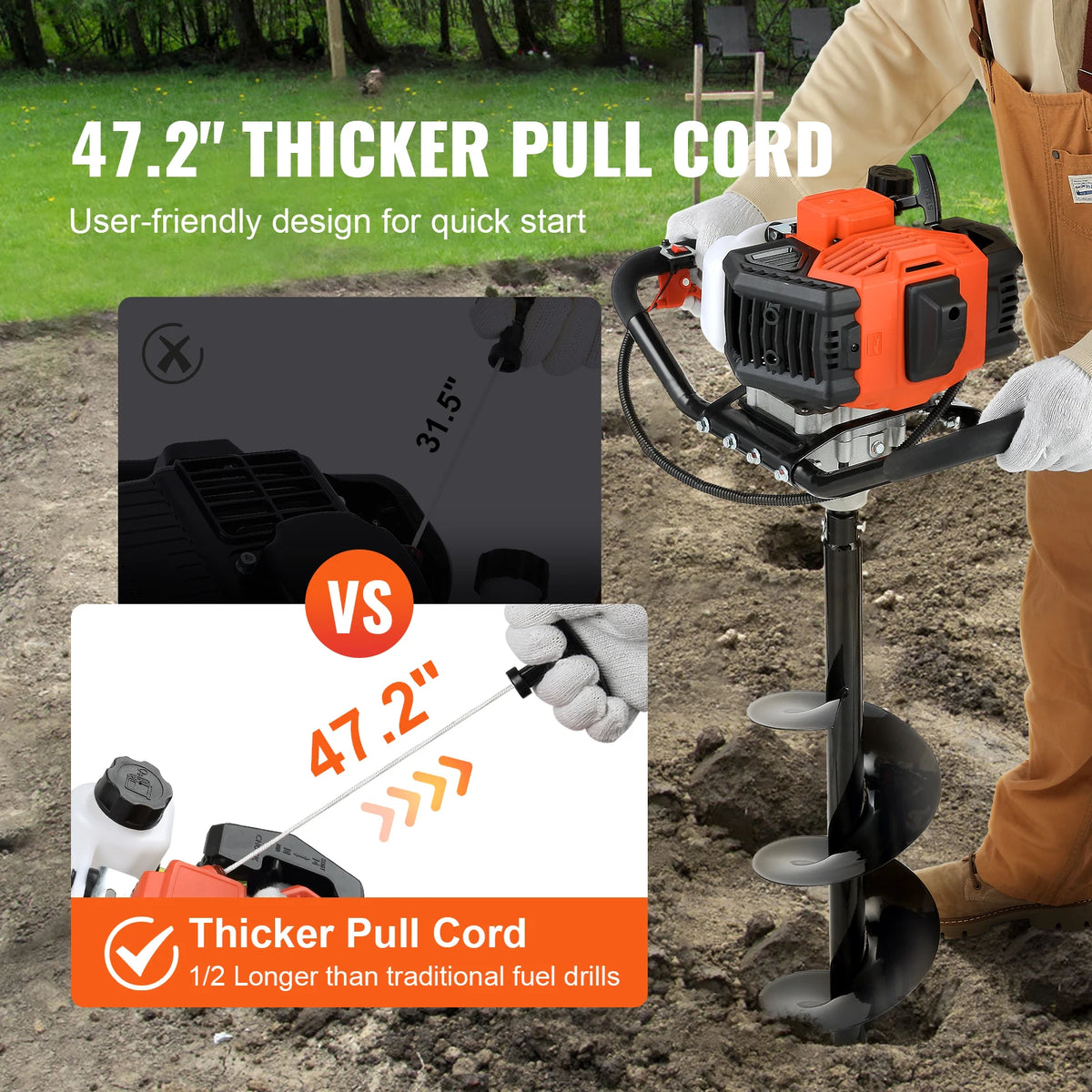 SucceBuy 43cc Gas Powered Post Hole Digger Earth Auger