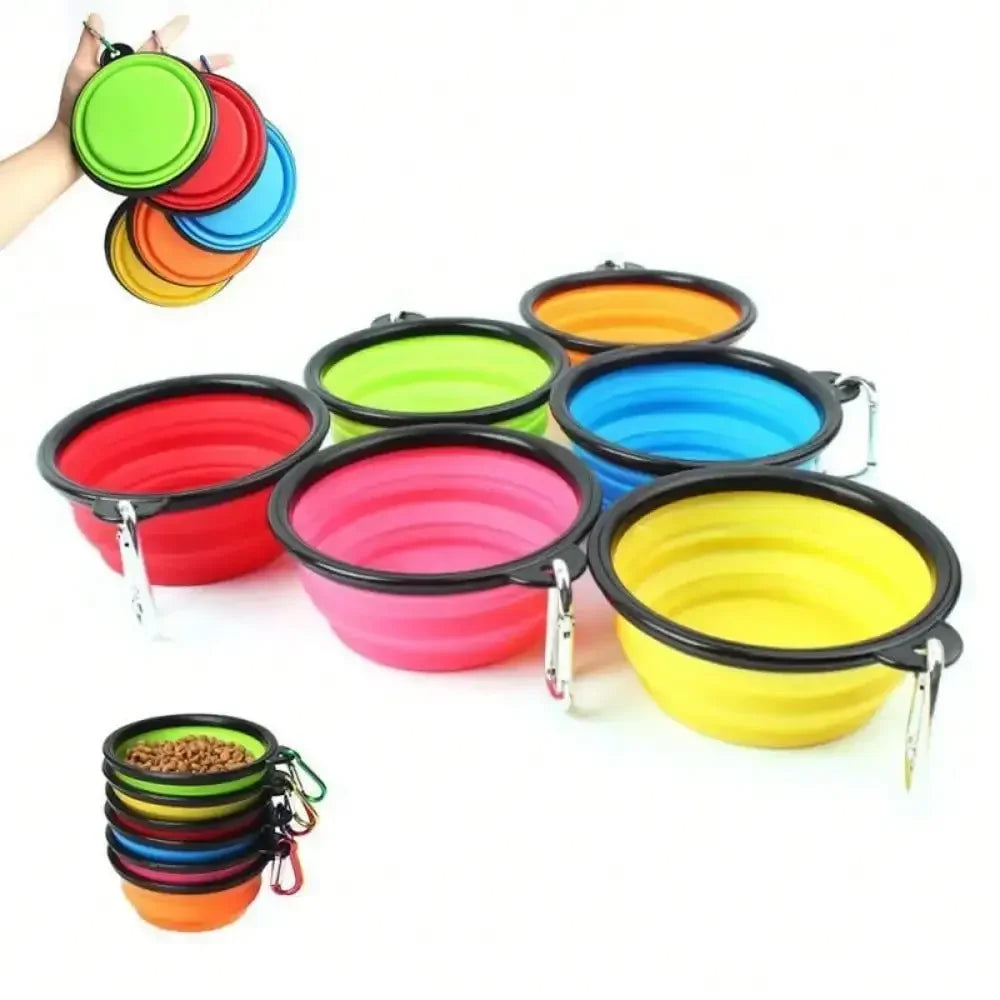 Folding Portable Dog Feeder Bowl 2 In 1 Pet Dispenser For Travel