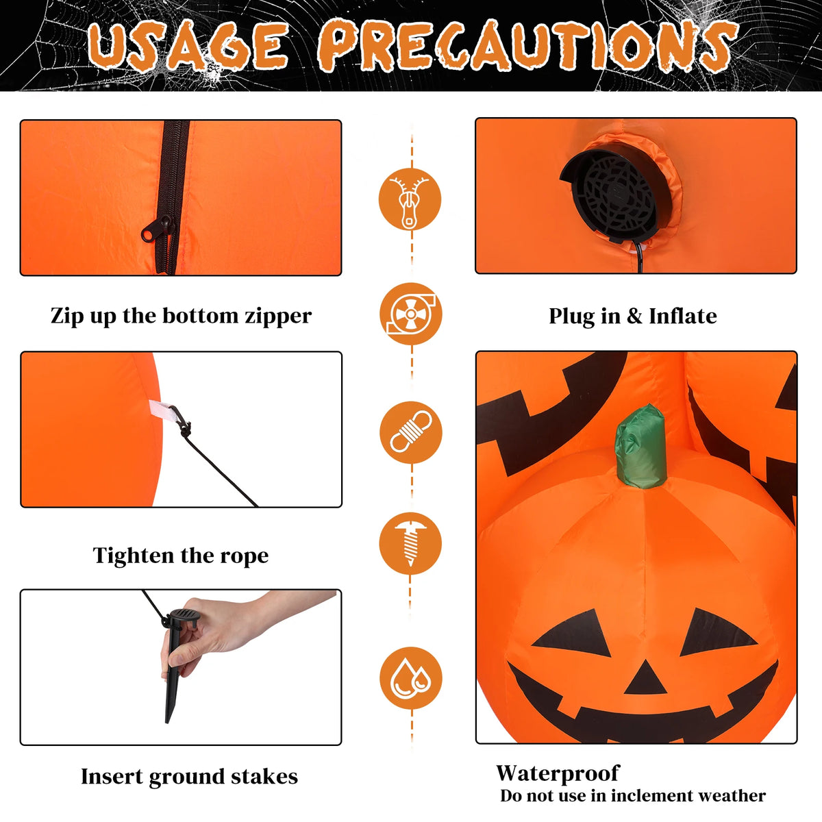 7ft Classic 7pcs LED String Lights 7pcs Pumpkin Inflatable Halloween Decoration