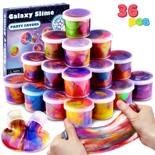 Galaxy Slime Cup Party Favors 36 Pack Stretchy Safe Classroom