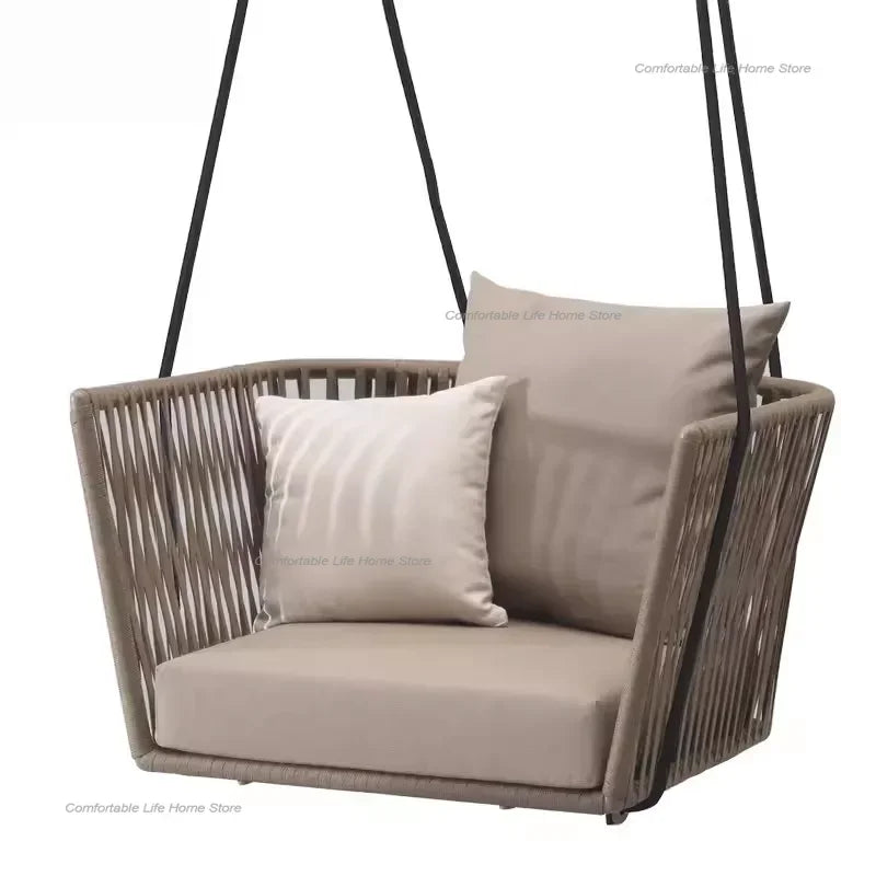 Outdoor Hanging Swing Chair Patio Luxury Rocking Metal Frame