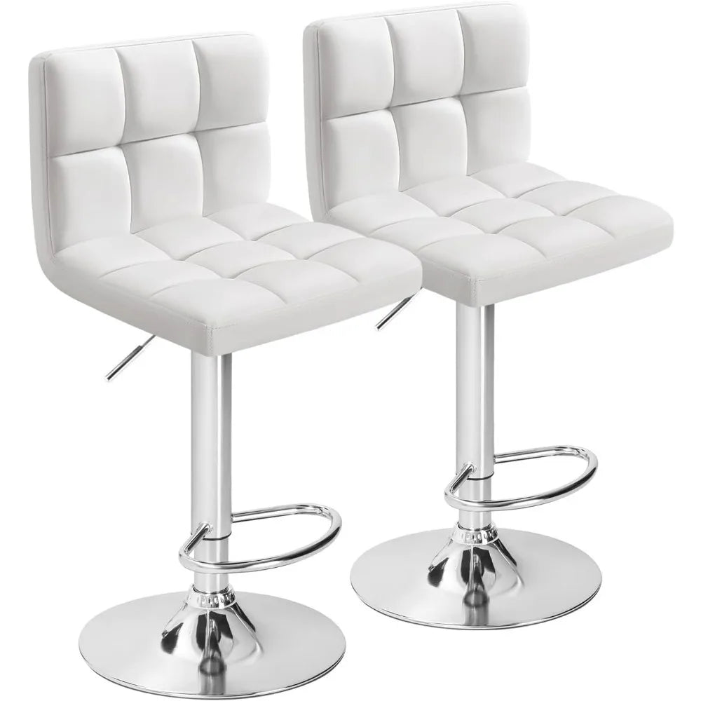 Furmax Swivel Adjustable PU Leather Hydraulic Bar Stools Set of Two