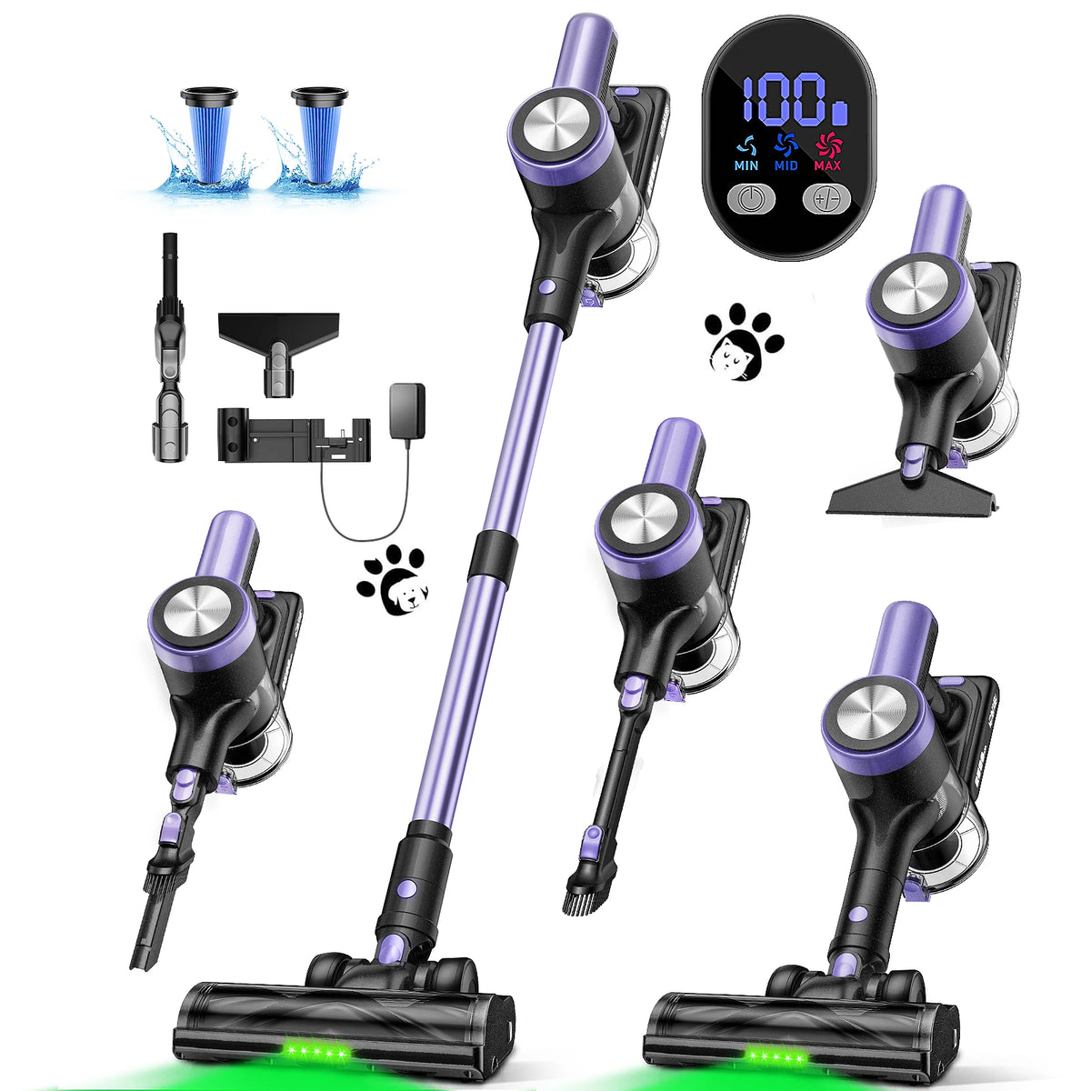 SUXIANGVAC Cordless Vacuum Cleaner 500W 55KPa Self Standing