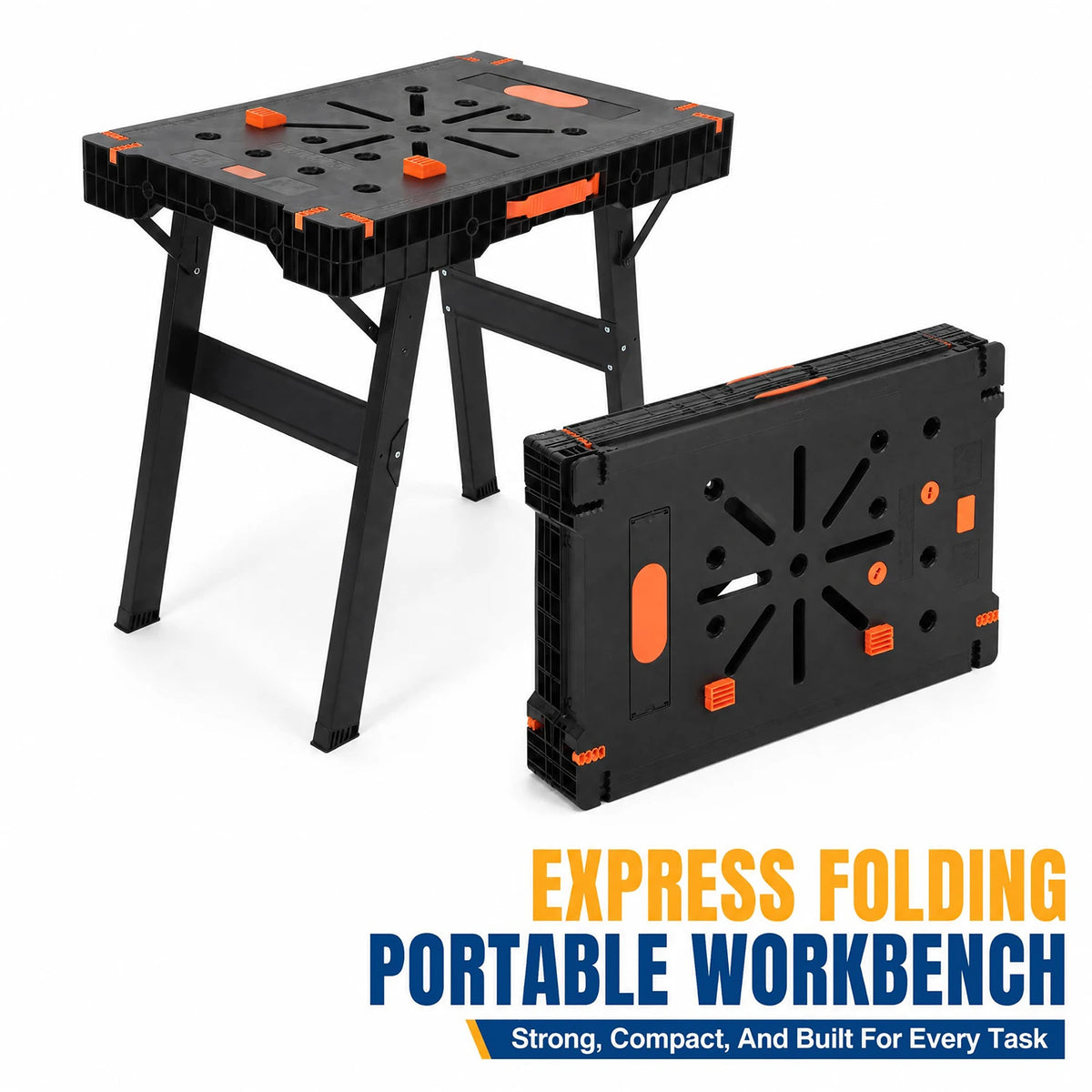 2-in-1 Folding Work Table & Sawhorse, Portable Workbench 300 Lbs, Heavy Duty 1000 Lb Sawhorse For Garage Jobsite
