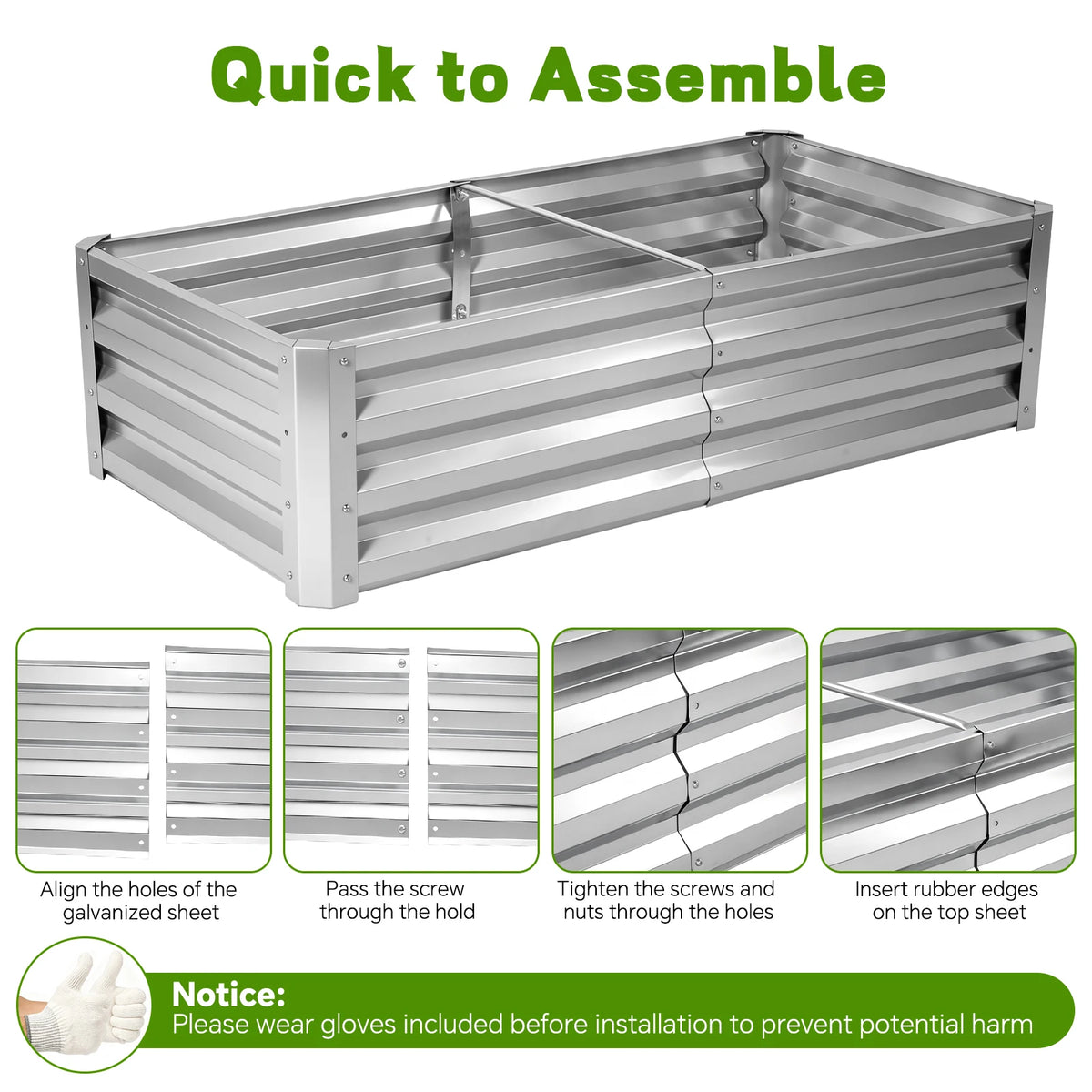 Modern Galvanized Metal Raised Garden Bed And Planter Box