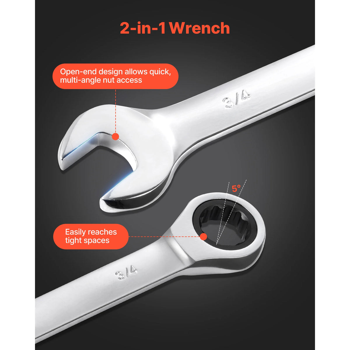 Carbon Steel Ratcheting Combination Wrench Set With Storage Rack