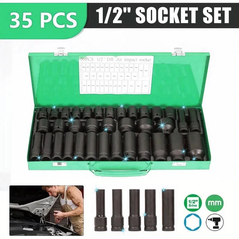 35pcs Professional Heavy Duty Pneumatic Tool Kit With Air Gun