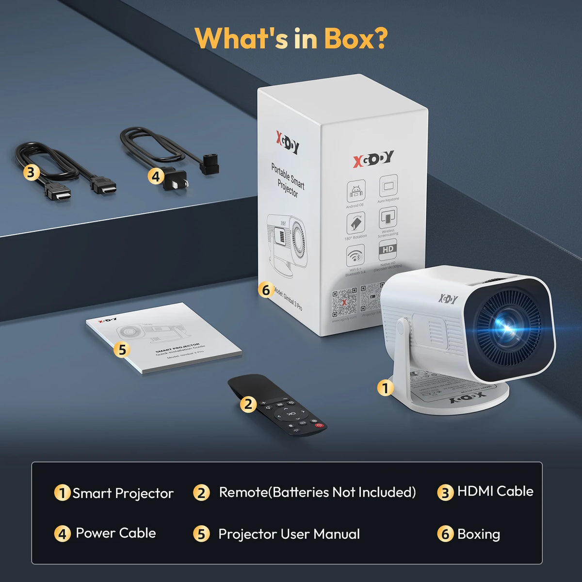 XGODY 4K Mini Projector With Android And Bluetooth Support