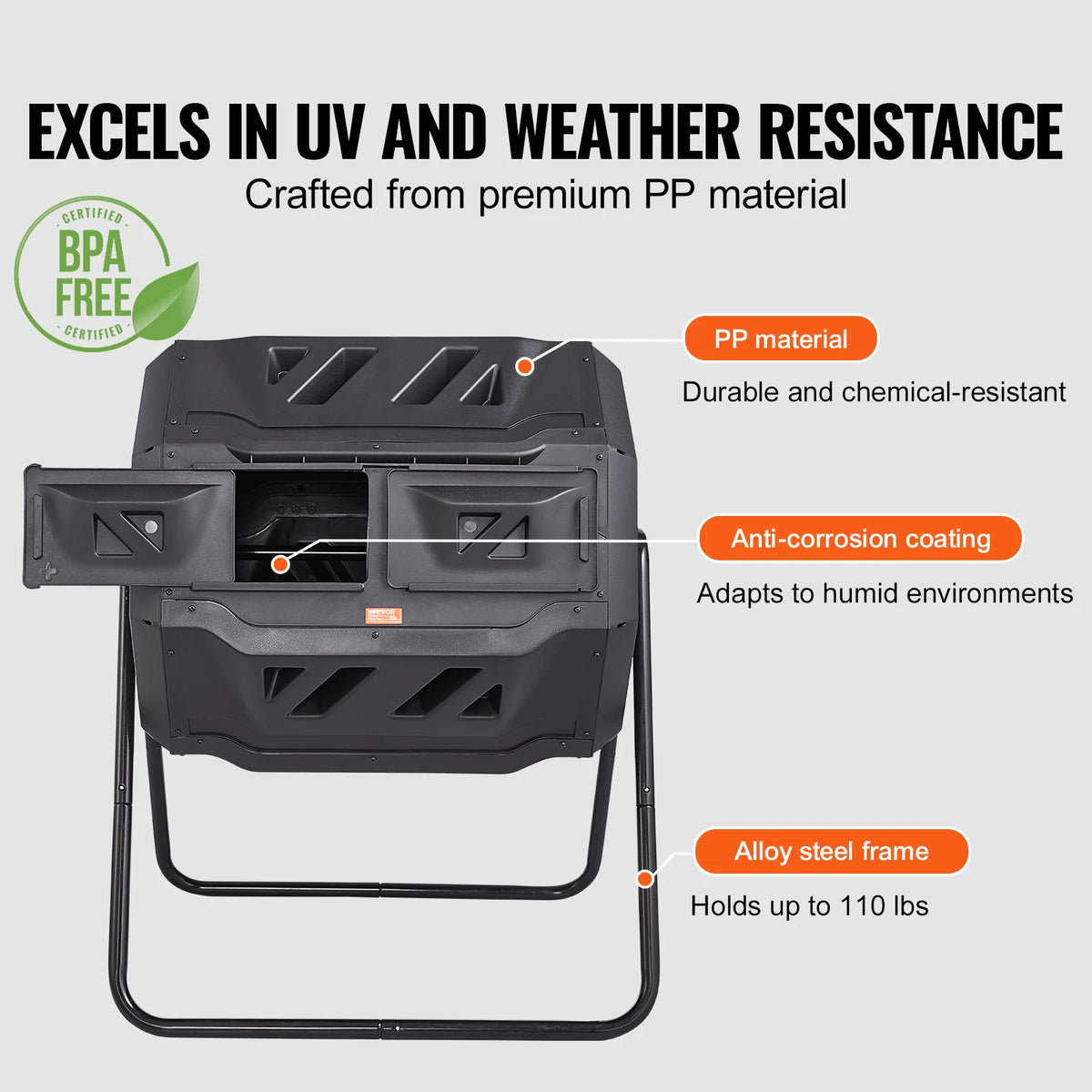 SucceBuy Dual Chamber Composting Tumbler Bin For Garden